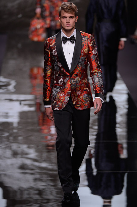 Louis Vuitton Fall 2013 Men. red printed colorful tuxedo